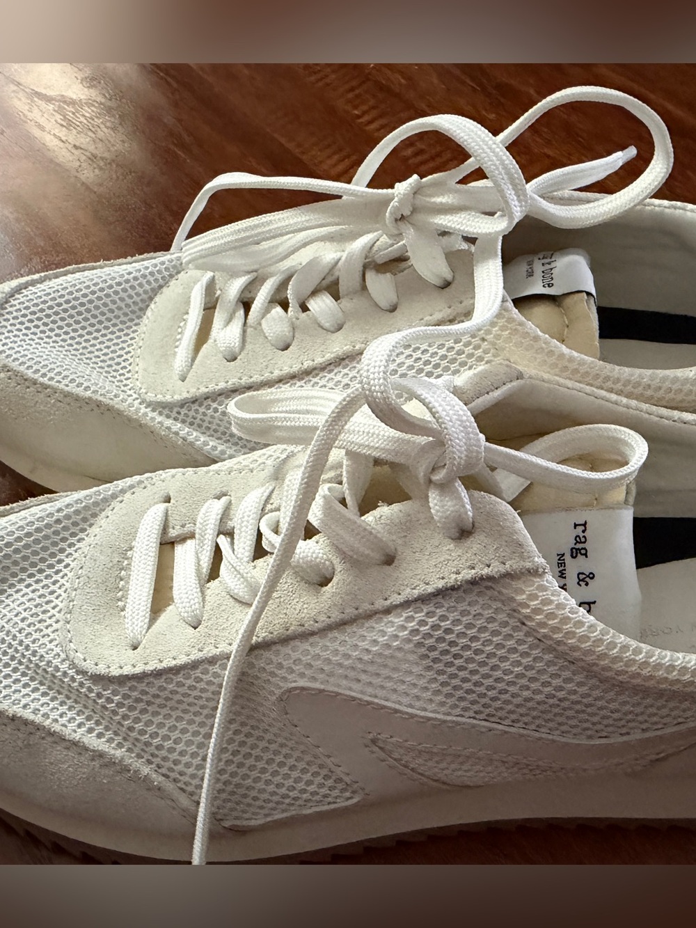 rag & bone Retro Runner Sneakers Trainers Summer Off-White Mesh Suede NWOT 37  7